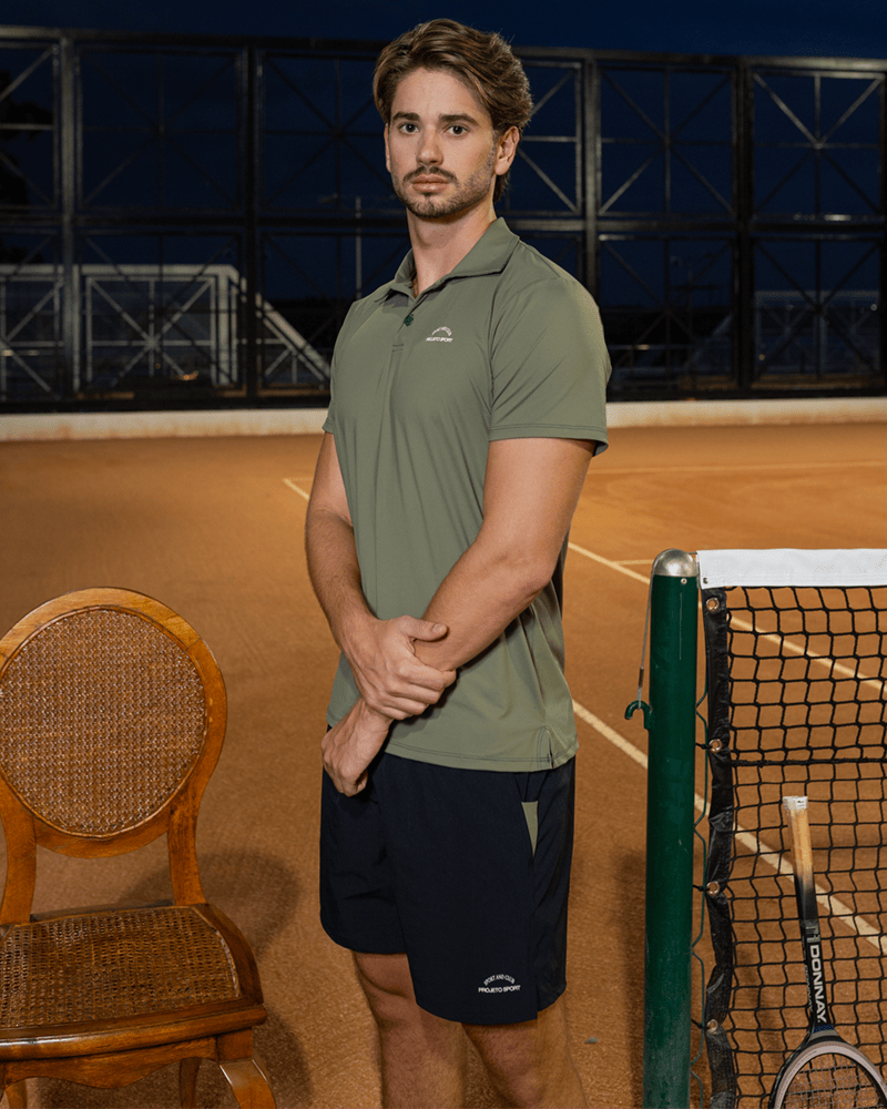 Short masculino preto com detalhe verde