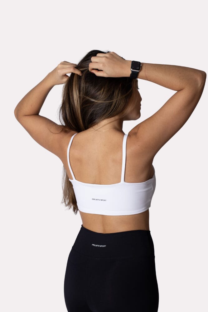 Top branco de alça fina