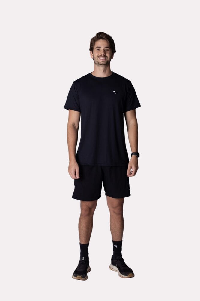 Camiseta masculina preta poliamida