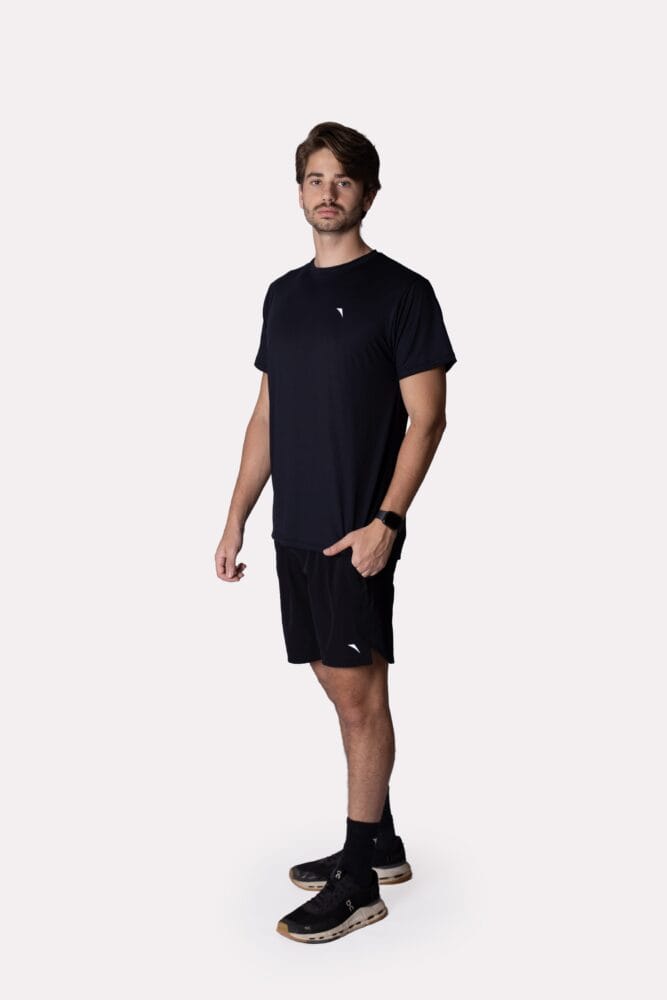 Camiseta masculina preta poliamida