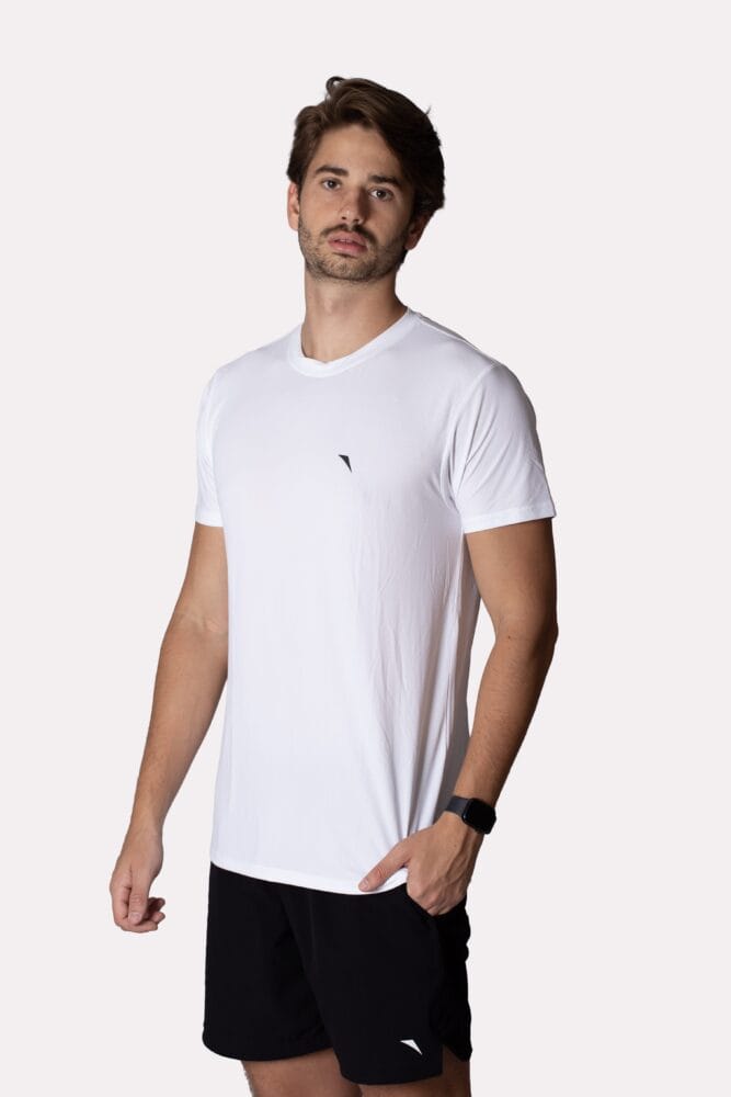 Camiseta masculina branca poliamida