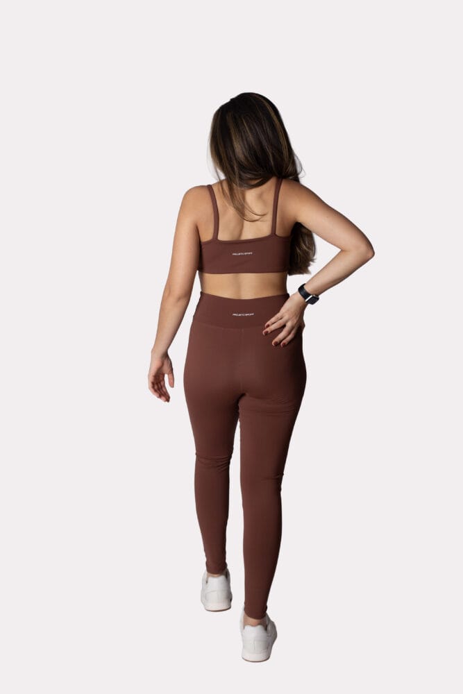Legging marrom com bolso lateral