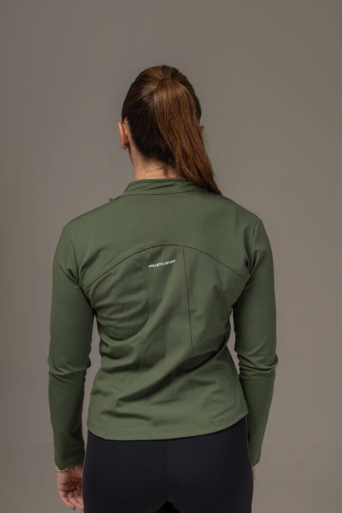 Jaqueta verde escuro com zíper