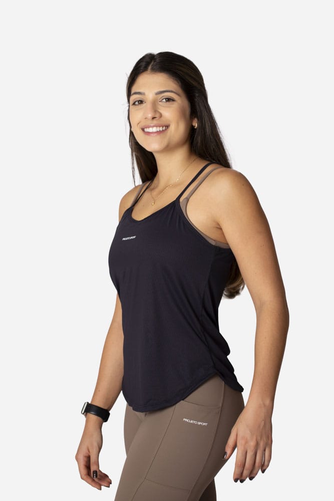 Regata preta lisa de alcinha