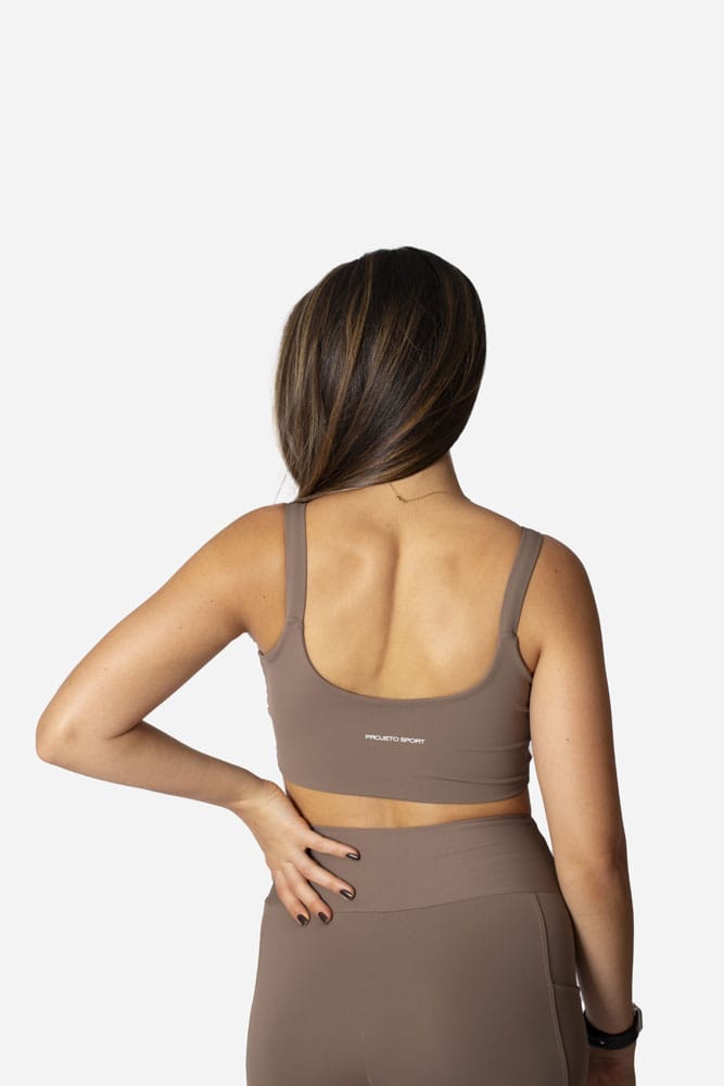 Top castanho de alça larga