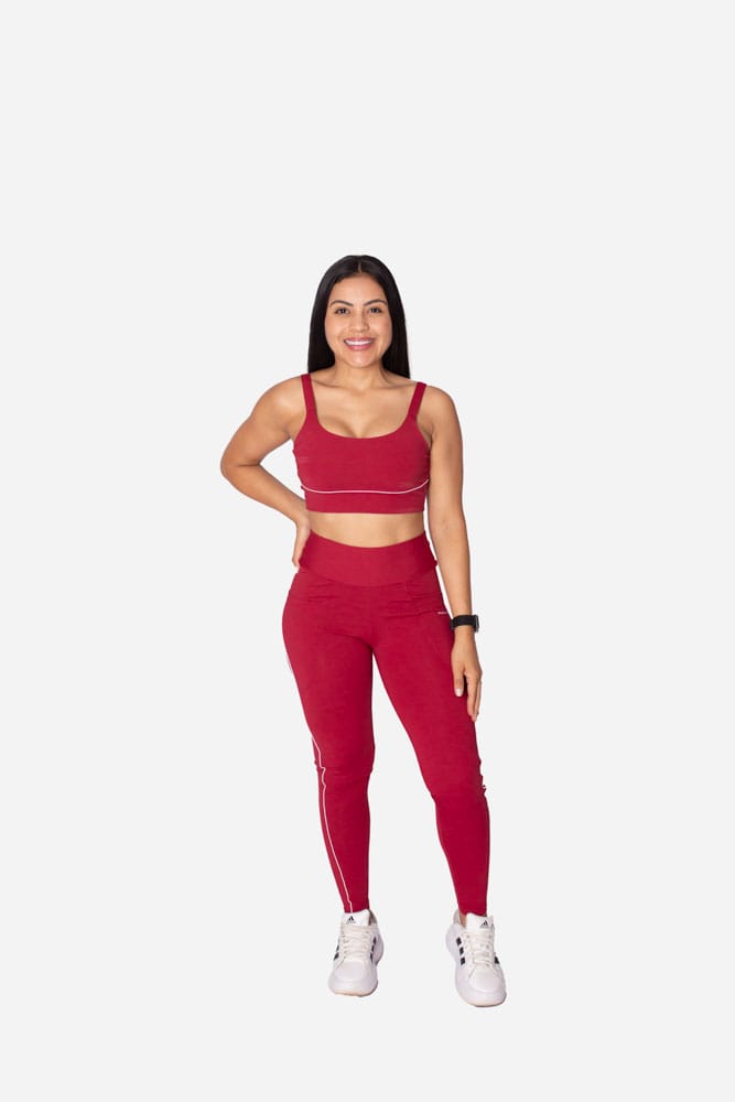 Legging divino com bolso lateral e viés branco