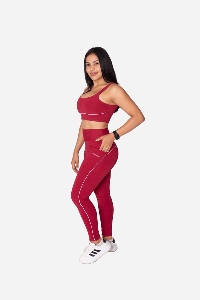 Legging divino com bolso lateral e viés branco