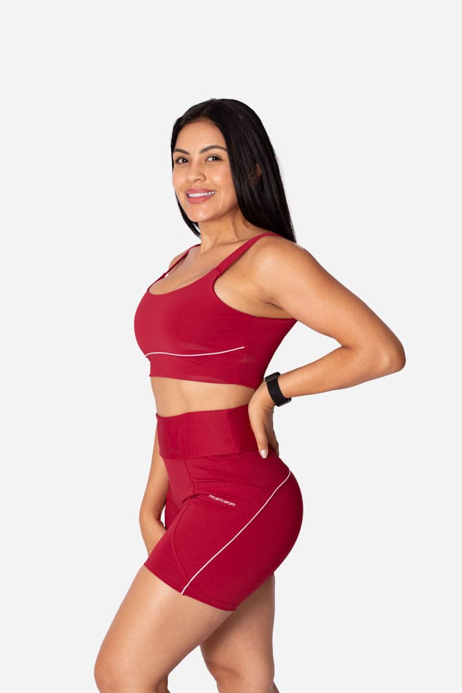 Bermuda meia-coxa divino com bolso e viés branco