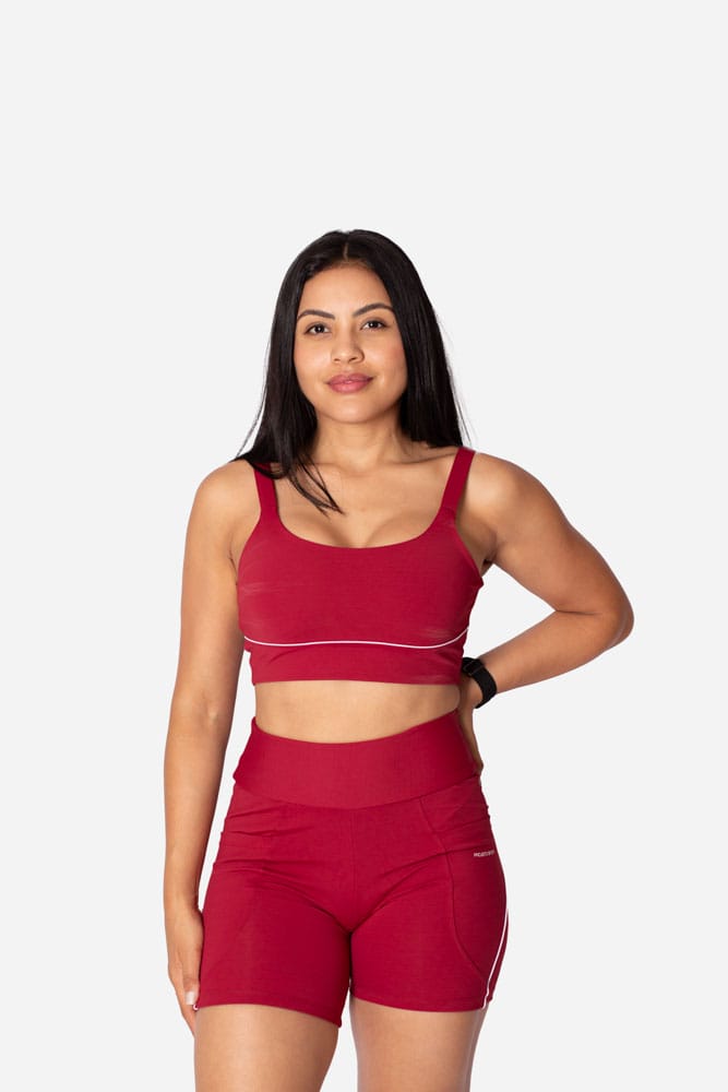 Bermuda meia-coxa divino com bolso e viés branco