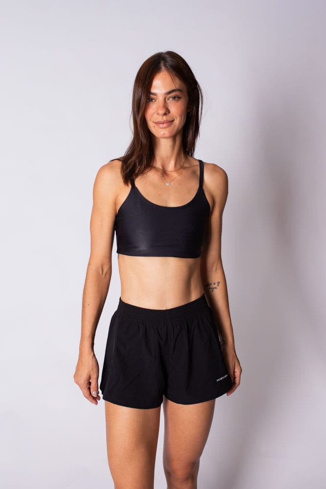 Short duplo preto com bolso