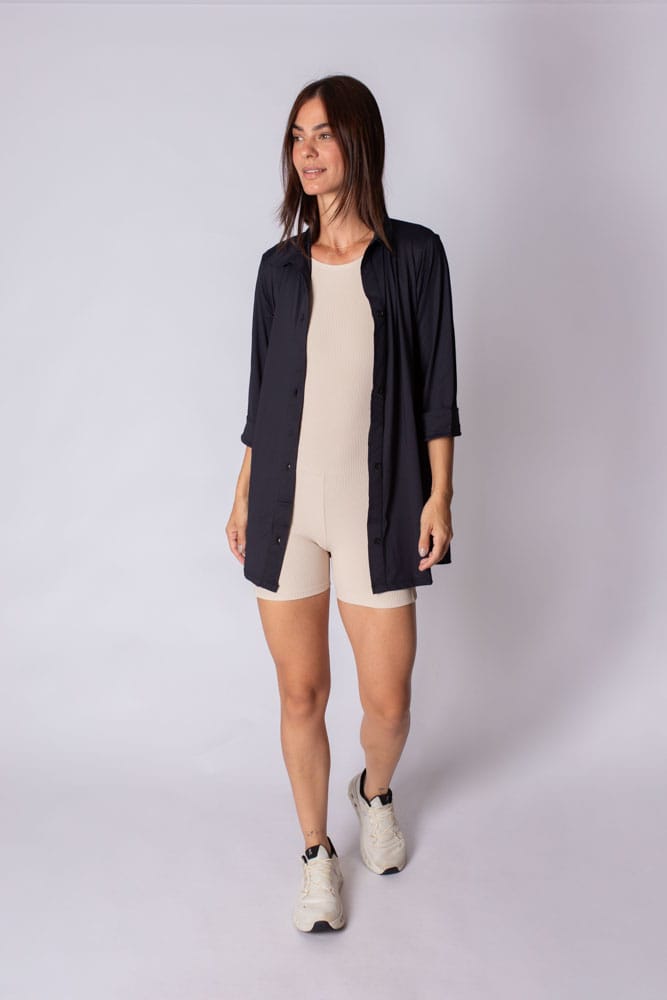 Camisa feminina preta manga longa