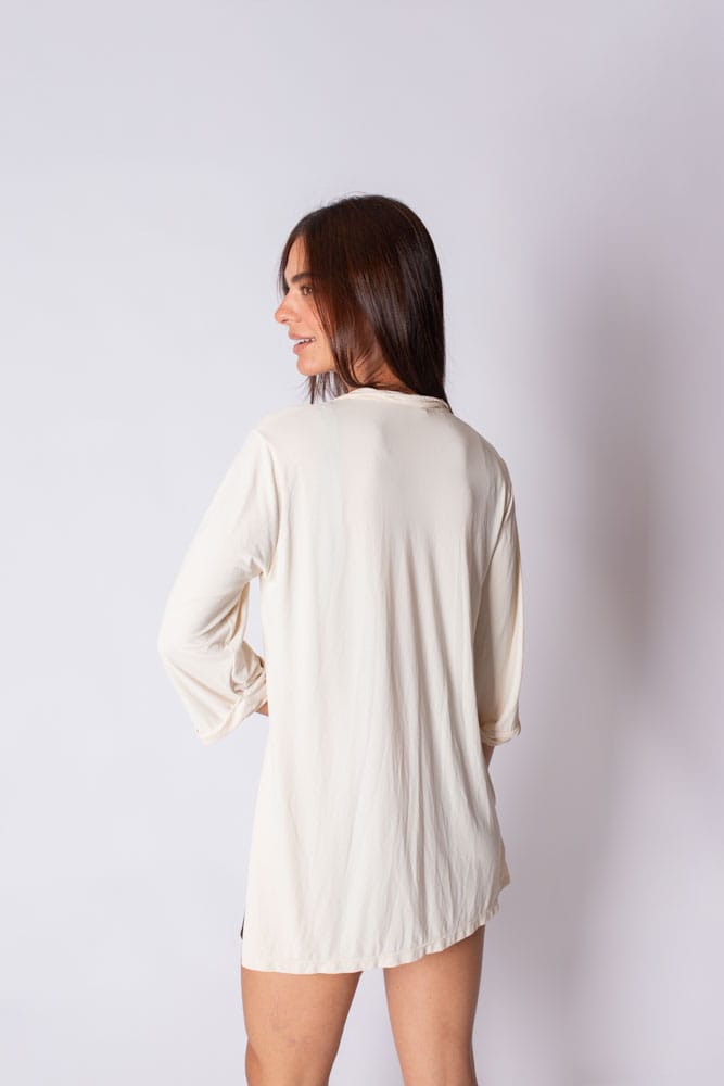 Camisa feminina off-white manga longa