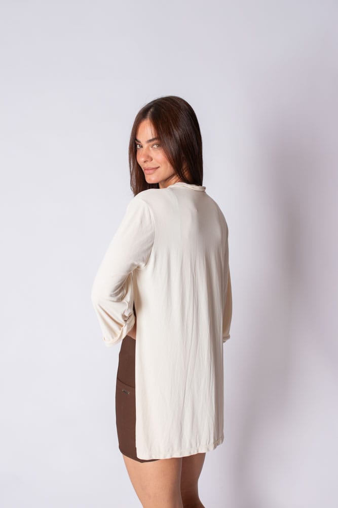 Camisa feminina off-white manga longa