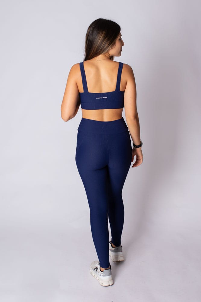 Top marinho canelado