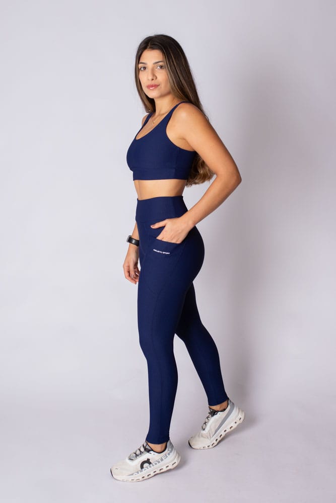 Top marinho canelado