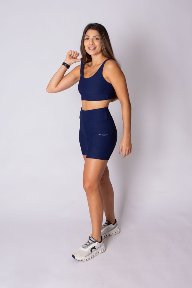 Top marinho canelado